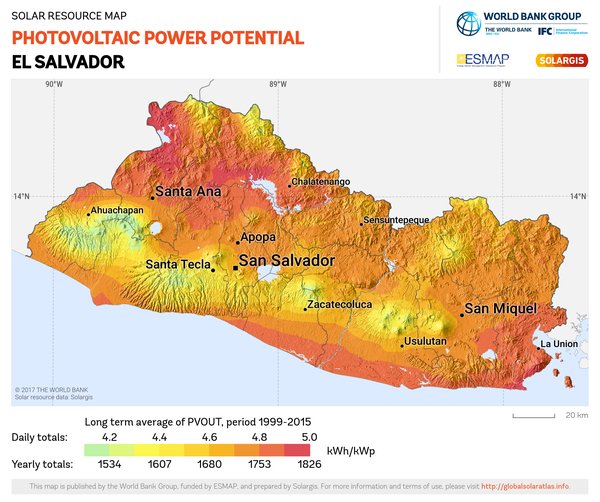 Photovoltaic Electricity Potential, El Salvador